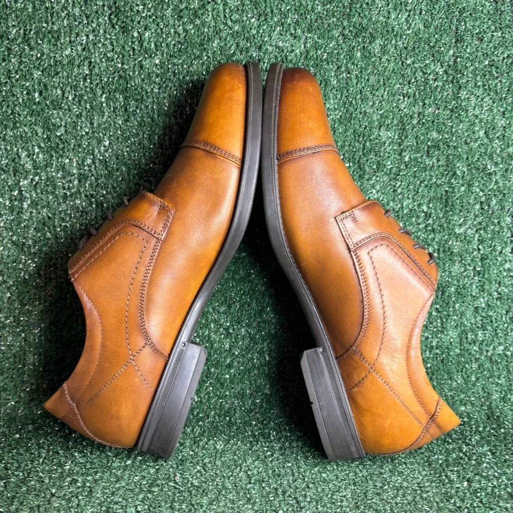 NEW Florsheim Midtown Cap Toe Leather Tech Oxford Brown Mens 10.5EEE Extra Wide